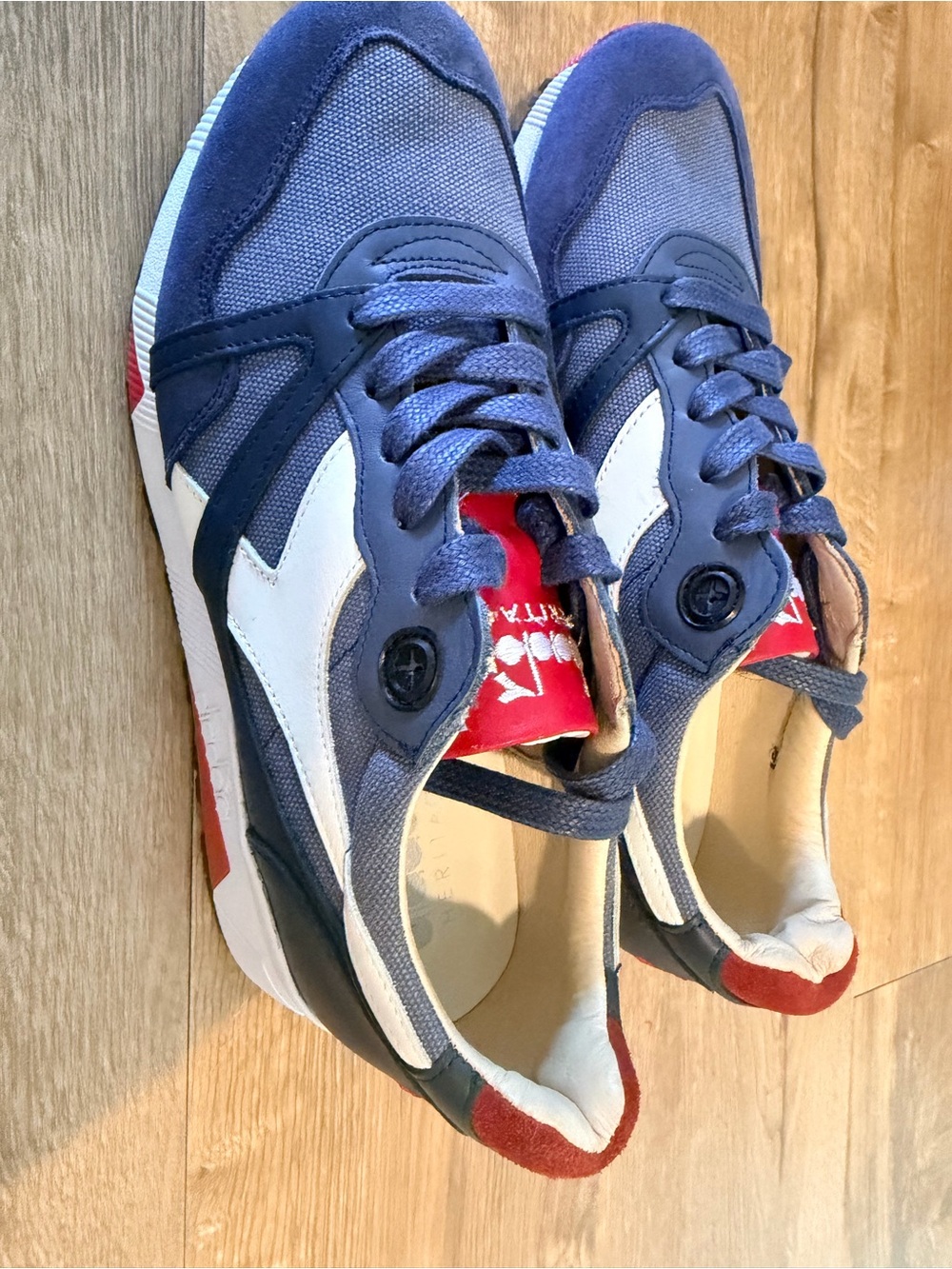 Diadora Navy White & Red Retro Running Sneakers